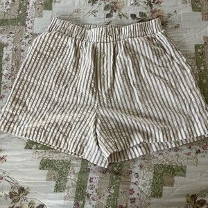 White and brown striped shorts